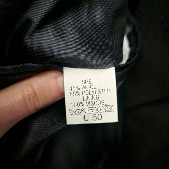 Vtg Croft & Barrow Black Blazer Sport Coat Jacket Mens 50L Wool Gold Button 90s - Picture 10 of 10